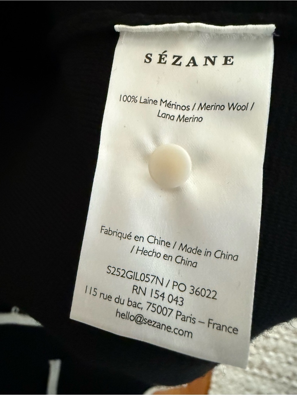 Sezane Brielle Cardigan NWT Large black ecru 100% Wool - Picture 8 of 14